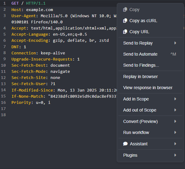 A context menu.